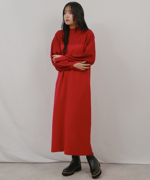 palm RICHE(ポームリシュ)の「配色ミラノリブOP(ワンピース・レディース・ブラック/オフホワイト/レッド・M)」の12枚目の写真