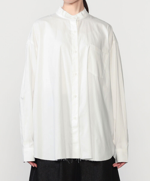 Bshop(ビショップ)の「eunoia | オックスフォード マンダリンカラー長袖シャツ WOMEN(シャツ/ブラウス・レディース・ブラック/ホワイト・ONE)」の10枚目の写真
