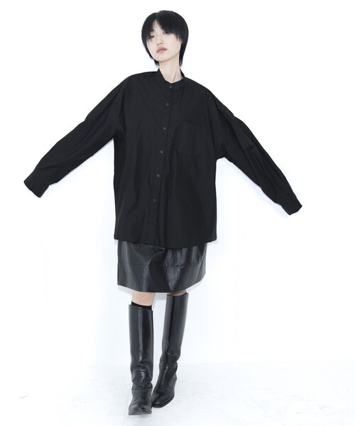 Bshop(ビショップ)の「eunoia | オックスフォード マンダリンカラー長袖シャツ WOMEN(シャツ/ブラウス・レディース・ブラック/ホワイト・ONE)」の20枚目の写真