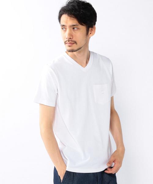coen（コーエン）の「USAコットンVネックポケットTシャツ2016FW●（Tシャツ/カットソー・メンズ・ホワイト/ブラック/ワインレッド/ターコイズブルー・SMALL/LARGE/MEDIUM/X-LARGE）」の2枚目の写真