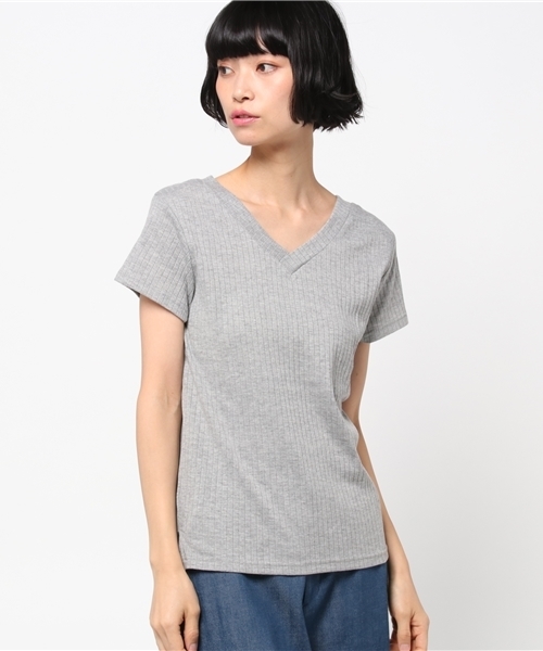 VENCEEXCHANGE(ヴァンスエクスチェンジ)の「ワイドリブVネックプルオーバー(Tシャツ/カットソー・レディース・ブラック/オフホワイト/グレー/ダークグリーン/オレンジ・MEDIUM)」の15枚目の写真