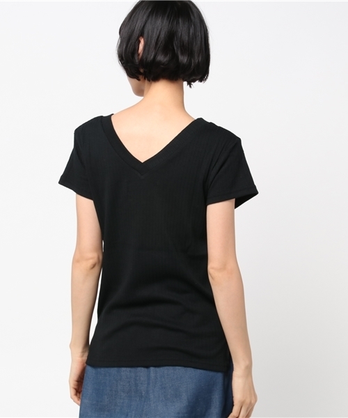 VENCEEXCHANGE(ヴァンスエクスチェンジ)の「ワイドリブVネックプルオーバー(Tシャツ/カットソー・レディース・ブラック/オフホワイト/グレー/ダークグリーン/オレンジ・MEDIUM)」の8枚目の写真