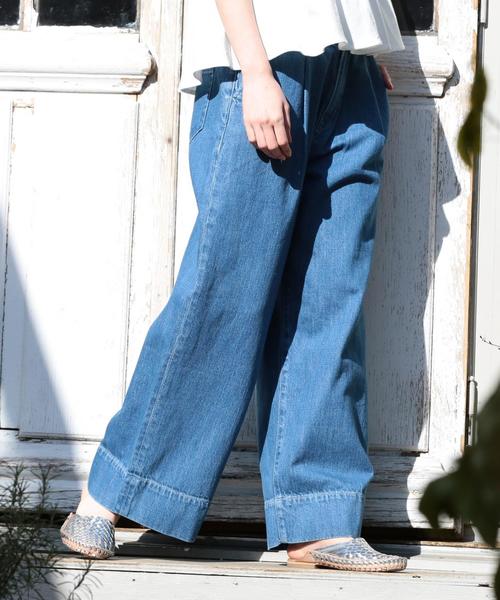 coen（コーエン）の「【大人気・追加生産】USAコットンワイドデニムパンツ（デニムパンツ・レディース・ネイビー/コバルトブルー・LARGE/MEDIUM/SMALL）」の6枚目の写真