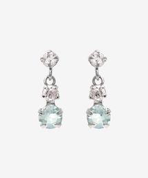 K10 ホワイトゴールド アクアマリン キュービックジルコニア ピアス BLOOM/ブルーム