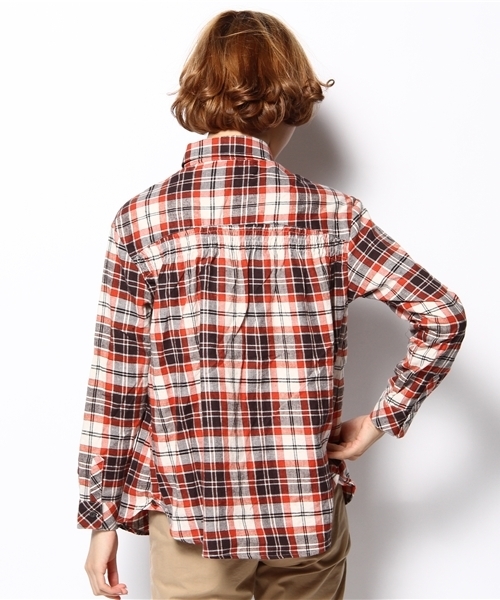 DISCOAT(ディスコート)の「チェック2WAYカシュクールシャツ(シャツ/ブラウス・レディース・レッド/ブラウン/オレンジ・フリ-)」の5枚目の写真