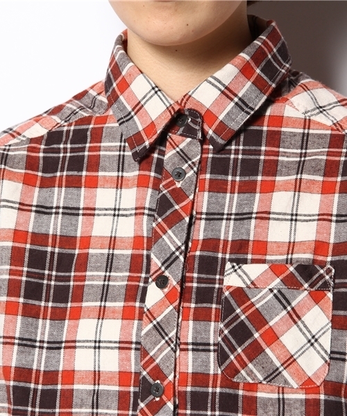 DISCOAT(ディスコート)の「チェック2WAYカシュクールシャツ(シャツ/ブラウス・レディース・レッド/ブラウン/オレンジ・フリ-)」の7枚目の写真