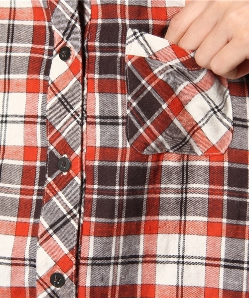 DISCOAT(ディスコート)の「チェック2WAYカシュクールシャツ(シャツ/ブラウス・レディース・レッド/ブラウン/オレンジ・フリ-)」の10枚目の写真