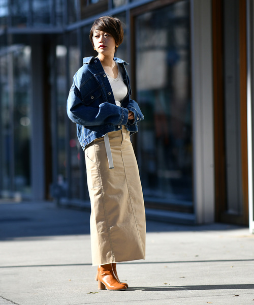 CIAOPANIC（チャオパニック）の「ガチャベルト付ペインターマキシタイトスカート（スカート・レディース・ベージュ/キャメル・MEDIUM/SMALL）」の6枚目の写真