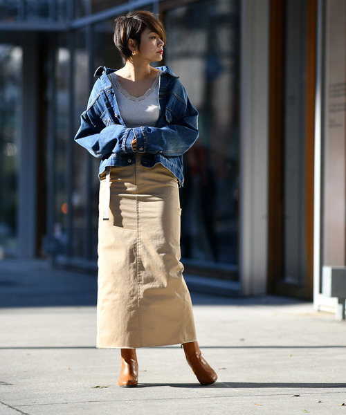 CIAOPANIC（チャオパニック）の「ガチャベルト付ペインターマキシタイトスカート（スカート・レディース・ベージュ/キャメル・MEDIUM/SMALL）」の14枚目の写真