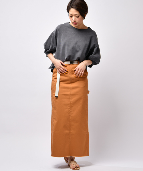 CIAOPANIC（チャオパニック）の「ガチャベルト付ペインターマキシタイトスカート（スカート・レディース・ベージュ/キャメル・MEDIUM/SMALL）」の5枚目の写真