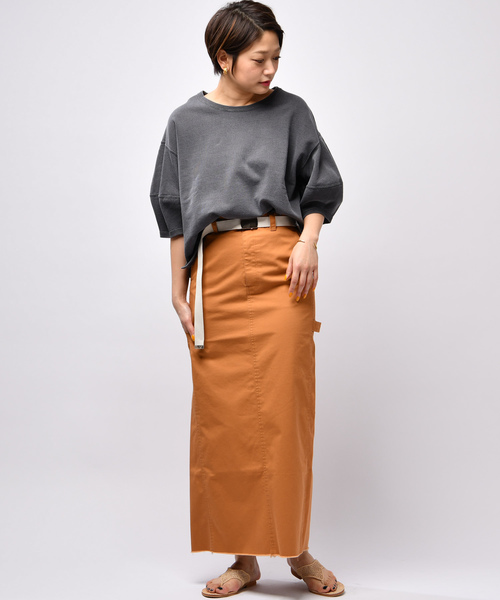 CIAOPANIC（チャオパニック）の「ガチャベルト付ペインターマキシタイトスカート（スカート・レディース・ベージュ/キャメル・MEDIUM/SMALL）」の8枚目の写真