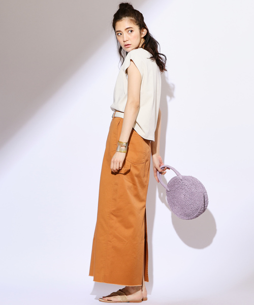 CIAOPANIC（チャオパニック）の「ガチャベルト付ペインターマキシタイトスカート（スカート・レディース・ベージュ/キャメル・MEDIUM/SMALL）」の22枚目の写真