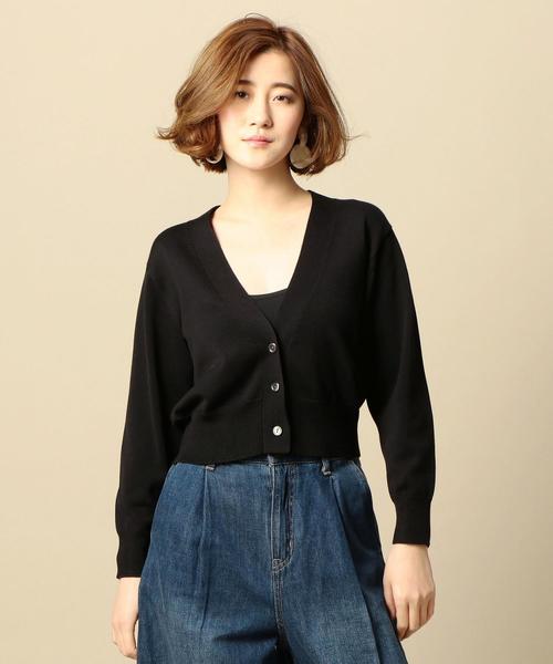 BEAUTY&YOUTH UNITED ARROWS(ビューティーアンドユースユナイテッドアローズ)の「BY ショートVネックカーディガン o(カーディガン/ボレロ・レディース・ブラック/ライラック・FREE)」の1枚目の写真