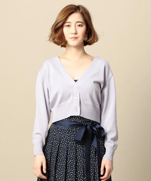 BEAUTY&YOUTH UNITED ARROWS(ビューティーアンドユースユナイテッドアローズ)の「BY ショートVネックカーディガン o(カーディガン/ボレロ・レディース・ブラック/ライラック・FREE)」の4枚目の写真