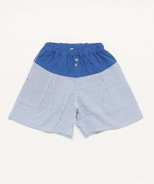 RAGMART(ラグマート)の「サッカーストライプキュロット(その他パンツ・キッズ・サックスブルー/イエロー・120cm/110cm/130cm/100cm)」の1枚目の写真