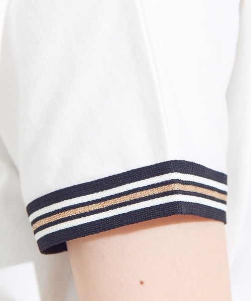 natural couture（ナチュラルクチュール）の「袖口ラインTシャツ（Tシャツ/カットソー・レディース・オフホワイト/ブラック/グリーン・FREE）」の7枚目の写真