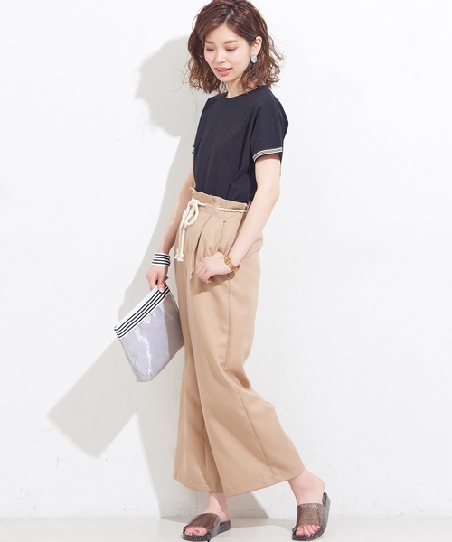 natural couture（ナチュラルクチュール）の「袖口ラインTシャツ（Tシャツ/カットソー・レディース・オフホワイト/ブラック/グリーン・FREE）」の8枚目の写真