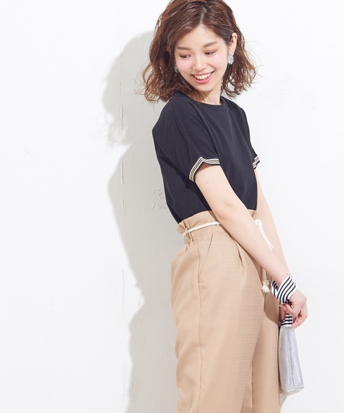 natural couture（ナチュラルクチュール）の「袖口ラインTシャツ（Tシャツ/カットソー・レディース・オフホワイト/ブラック/グリーン・FREE）」の10枚目の写真