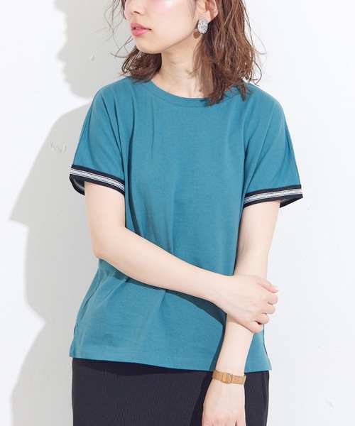 natural couture（ナチュラルクチュール）の「袖口ラインTシャツ（Tシャツ/カットソー・レディース・オフホワイト/ブラック/グリーン・FREE）」の15枚目の写真