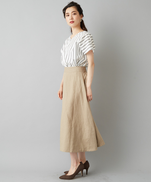 RIVE DROITE（リヴドロワ）の「リネンフレアスカート（スカート・レディース・レッド/グリーン/ブルー/ブラック/ベージュ・FREE）」の3枚目の写真