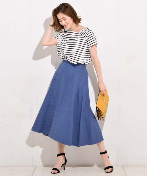 RIVE DROITE（リヴドロワ）の「リネンフレアスカート（スカート・レディース・レッド/グリーン/ブルー/ブラック/ベージュ・FREE）」の5枚目の写真