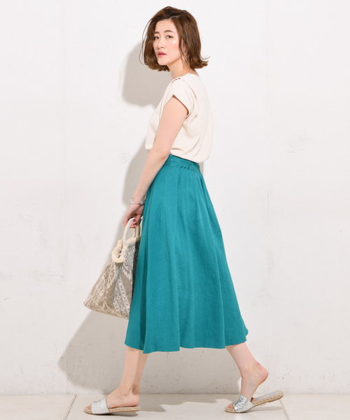 RIVE DROITE（リヴドロワ）の「リネンフレアスカート（スカート・レディース・レッド/グリーン/ブルー/ブラック/ベージュ・FREE）」の18枚目の写真