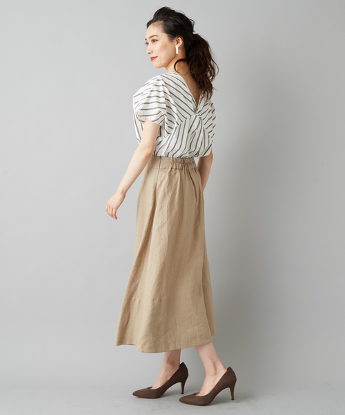 RIVE DROITE（リヴドロワ）の「リネンフレアスカート（スカート・レディース・レッド/グリーン/ブルー/ブラック/ベージュ・FREE）」の12枚目の写真