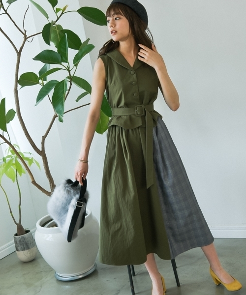 Andemiu アンデミュウ の Web限定 チェックドッキングワンピース ワンピース Wear