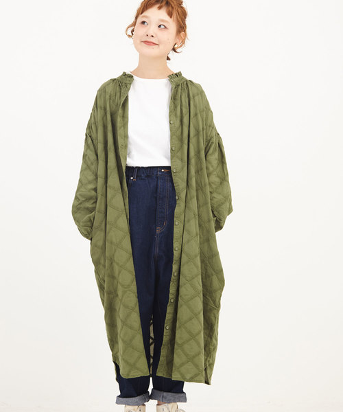 CUBE SUGAR（キューブシュガー）の「WEB限定 綿ローン矢羽柄ワンピース（ワンピース・レディース・ブラック/ブラウン/ダークグリーン・M/L）」の3枚目の写真