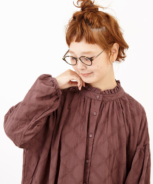 CUBE SUGAR（キューブシュガー）の「WEB限定 綿ローン矢羽柄ワンピース（ワンピース・レディース・ブラック/ブラウン/ダークグリーン・M/L）」の10枚目の写真