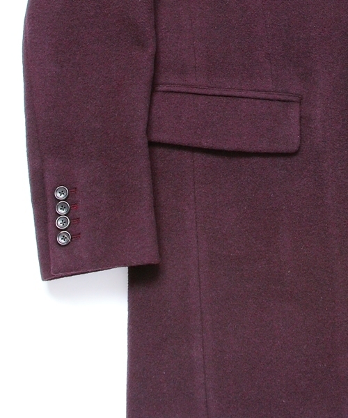 MONKEY TIME（モンキータイム）の「MT∴ シャギーメルトン 2B チェスターコート（LB）◆§（ピーコート・メンズ・ベージュ/ワイン・SMALL/MEDIUM/LARGE/X-LARGE）」の4枚目の写真