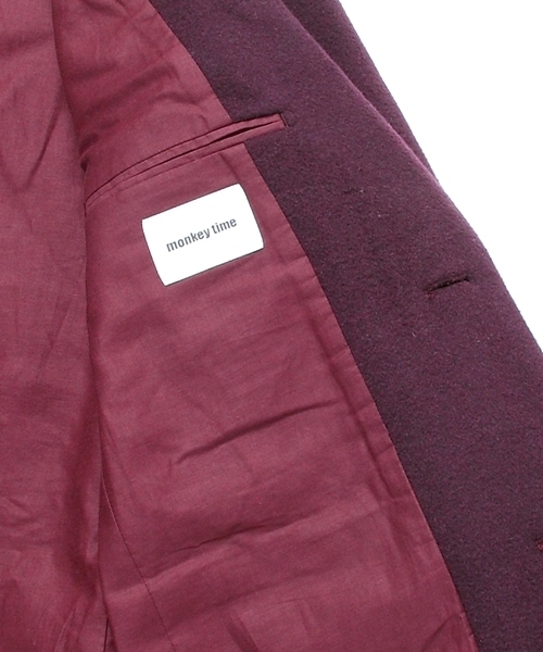 MONKEY TIME（モンキータイム）の「MT∴ シャギーメルトン 2B チェスターコート（LB）◆§（ピーコート・メンズ・ベージュ/ワイン・SMALL/MEDIUM/LARGE/X-LARGE）」の5枚目の写真
