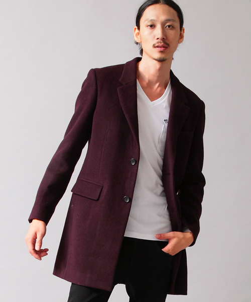 MONKEY TIME（モンキータイム）の「MT∴ シャギーメルトン 2B チェスターコート（LB）◆§（ピーコート・メンズ・ベージュ/ワイン・SMALL/MEDIUM/LARGE/X-LARGE）」の7枚目の写真