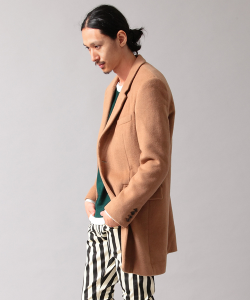 MONKEY TIME（モンキータイム）の「MT∴ シャギーメルトン 2B チェスターコート（LB）◆§（ピーコート・メンズ・ベージュ/ワイン・SMALL/MEDIUM/LARGE/X-LARGE）」の8枚目の写真