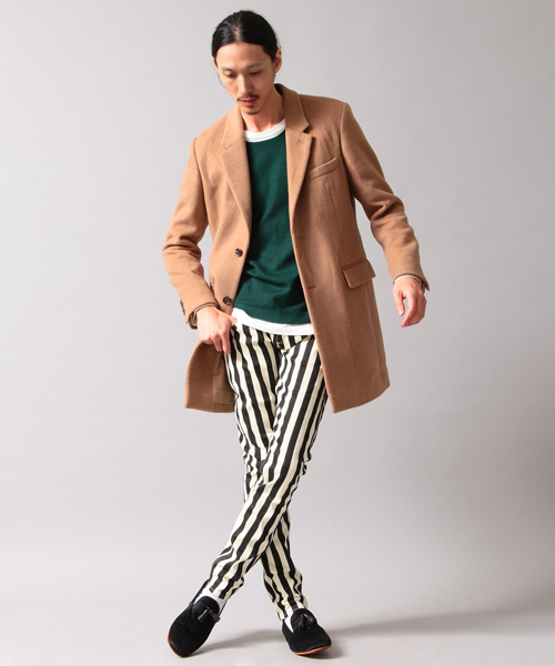 MONKEY TIME（モンキータイム）の「MT∴ シャギーメルトン 2B チェスターコート（LB）◆§（ピーコート・メンズ・ベージュ/ワイン・SMALL/MEDIUM/LARGE/X-LARGE）」の10枚目の写真