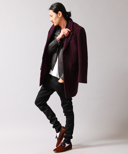 MONKEY TIME（モンキータイム）の「MT∴ シャギーメルトン 2B チェスターコート（LB）◆§（ピーコート・メンズ・ベージュ/ワイン・SMALL/MEDIUM/LARGE/X-LARGE）」の11枚目の写真