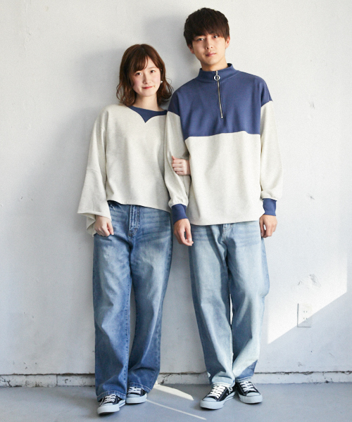 PairPair（ペアペア）の「配色裏毛フレアスリーブプルオーバー（Tシャツ/カットソー・レディース・ライトグレー/ベージュ・FREE）」の3枚目の写真