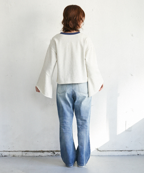 PairPair（ペアペア）の「配色裏毛フレアスリーブプルオーバー（Tシャツ/カットソー・レディース・ライトグレー/ベージュ・FREE）」の6枚目の写真