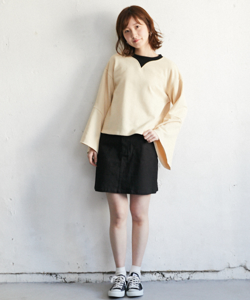 PairPair（ペアペア）の「配色裏毛フレアスリーブプルオーバー（Tシャツ/カットソー・レディース・ライトグレー/ベージュ・FREE）」の10枚目の写真