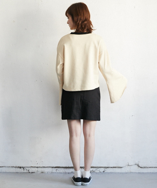 PairPair（ペアペア）の「配色裏毛フレアスリーブプルオーバー（Tシャツ/カットソー・レディース・ライトグレー/ベージュ・FREE）」の12枚目の写真