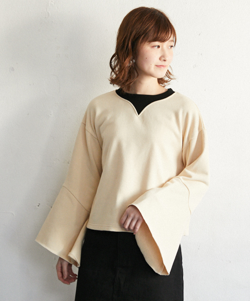 PairPair（ペアペア）の「配色裏毛フレアスリーブプルオーバー（Tシャツ/カットソー・レディース・ライトグレー/ベージュ・FREE）」の13枚目の写真