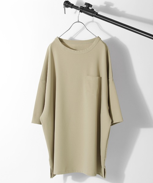 NILWAY（ニルウェイ）の「ジョーゼット クルーネックビッグTシャツ【イージーケア】（Tシャツ/カットソー・メンズ・ベージュ/ブラック/ホワイト/ネイビー/ブラウン/グレー/ライトベージュ/グリーン/ブルーグレー/グレイッシュベージュ・MEDIUM/LARGE）」の7枚目の写真