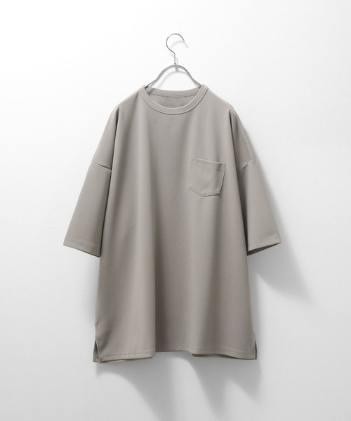 NILWAY（ニルウェイ）の「ジョーゼット クルーネックビッグTシャツ【イージーケア】（Tシャツ/カットソー・メンズ・ベージュ/ブラック/ホワイト/ネイビー/ブラウン/グレー/ライトベージュ/グリーン/ブルーグレー/グレイッシュベージュ・MEDIUM/LARGE）」の8枚目の写真