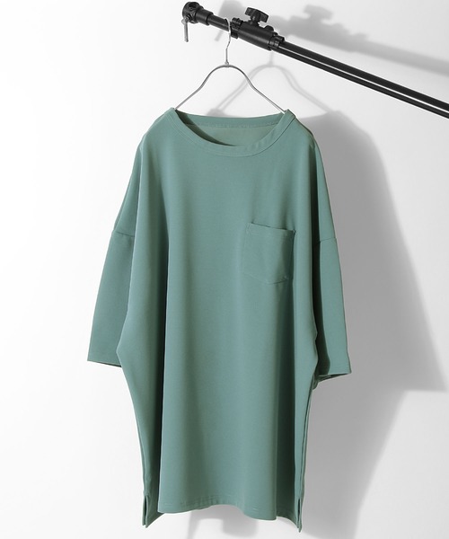 NILWAY（ニルウェイ）の「ジョーゼット クルーネックビッグTシャツ【イージーケア】（Tシャツ/カットソー・メンズ・ベージュ/ブラック/ホワイト/ネイビー/ブラウン/グレー/ライトベージュ/グリーン/ブルーグレー/グレイッシュベージュ・MEDIUM/LARGE）」の9枚目の写真