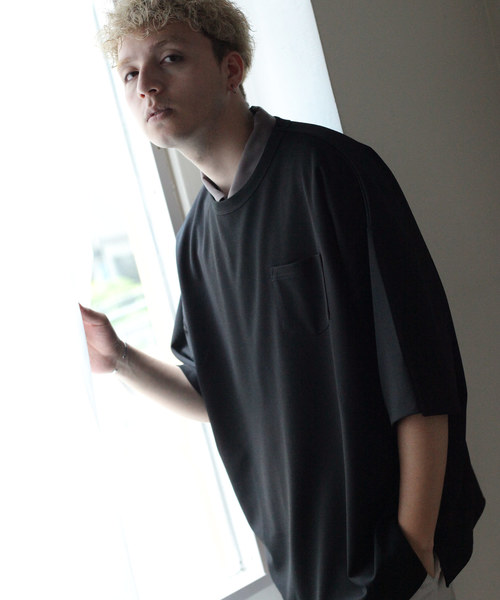 NILWAY（ニルウェイ）の「ジョーゼット クルーネックビッグTシャツ【イージーケア】（Tシャツ/カットソー・メンズ・ベージュ/ブラック/ホワイト/ネイビー/ブラウン/グレー/ライトベージュ/グリーン/ブルーグレー/グレイッシュベージュ・MEDIUM/LARGE）」の18枚目の写真