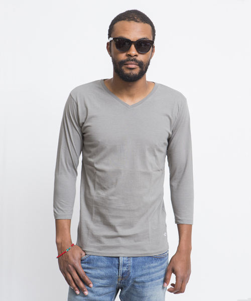 Sandinista(サンディニスタ)の「Cadet V/N 3-Q-S Tee / Vネック七分袖丈Tシャツ(Tシャツ/カットソー・メンズ・ホワイト/ネイビー/ブラック/グレー/ヘザーグレー/チャコールグレー・LARGE/MEDIUM/SMALL/X-LARGE/X-SMALL)」の4枚目の写真
