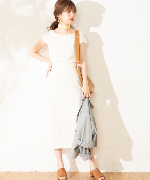 natural couture（ナチュラルクチュール）の「レトロジャガードゆるタイトスカート（スカート・レディース・アイボリー/オレンジ/ベージュ/ブラック・FREE）」の8枚目の写真