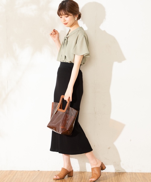 natural couture（ナチュラルクチュール）の「レトロジャガードゆるタイトスカート（スカート・レディース・アイボリー/オレンジ/ベージュ/ブラック・FREE）」の11枚目の写真