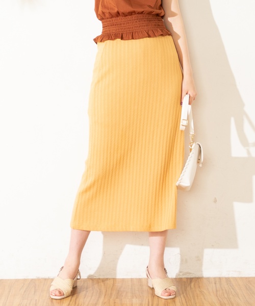 natural couture（ナチュラルクチュール）の「レトロジャガードゆるタイトスカート（スカート・レディース・アイボリー/オレンジ/ベージュ/ブラック・FREE）」の15枚目の写真