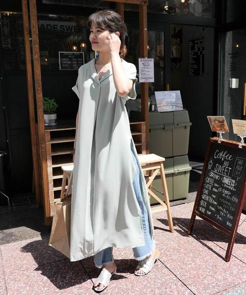 Corners コーナーズ の ロングスリットシャツワンピース ワンピース Wear